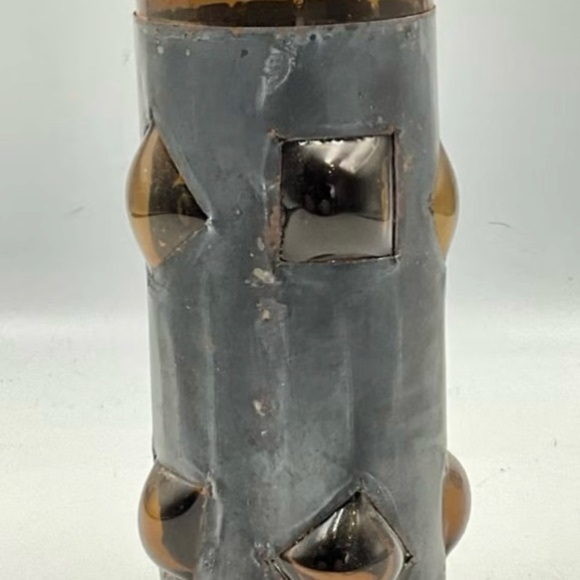 MCM Brutalist Felipe Derflinger Imprisoned 6 Amber Highball + Candle Holder - Picture 7 of 11